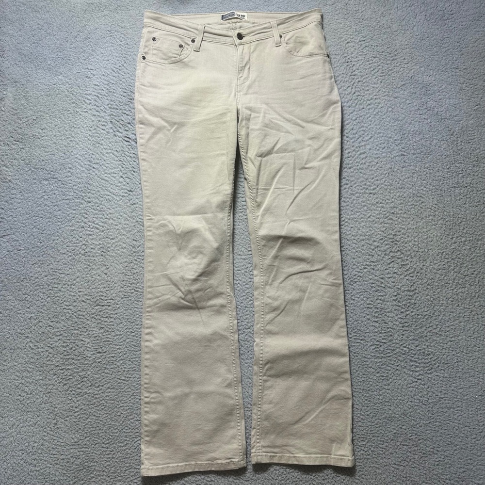 Signature by Levi Strauss & Co Womens Low Rise Bootcut Khaki Pants Tan 10 Long